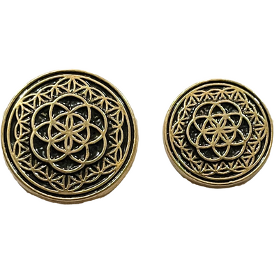 Black & Golden Color Mandala Design Round 1 Hole Metal Buttons