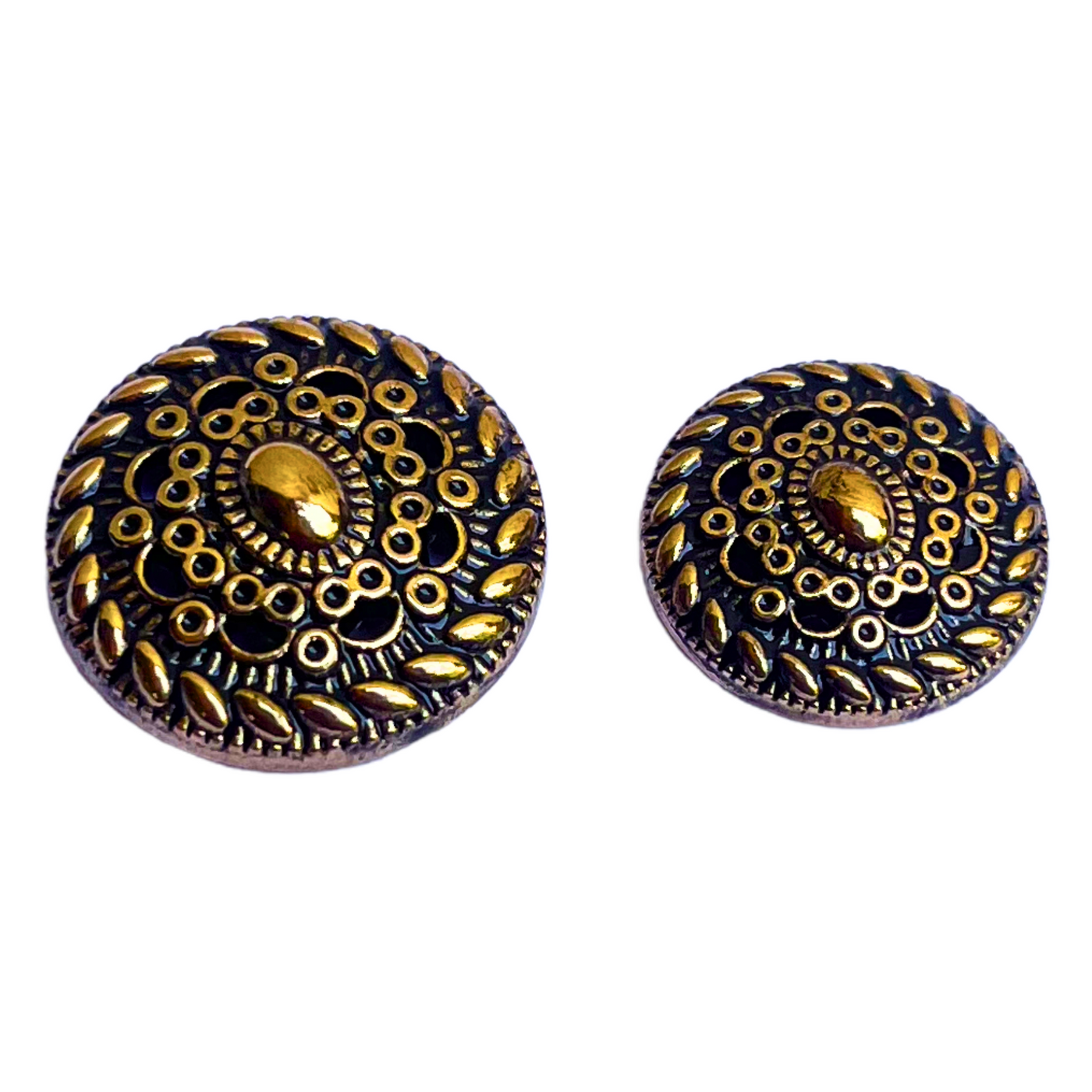 Golden & Black Color Round Desginer 1 Hole Metal Buttons