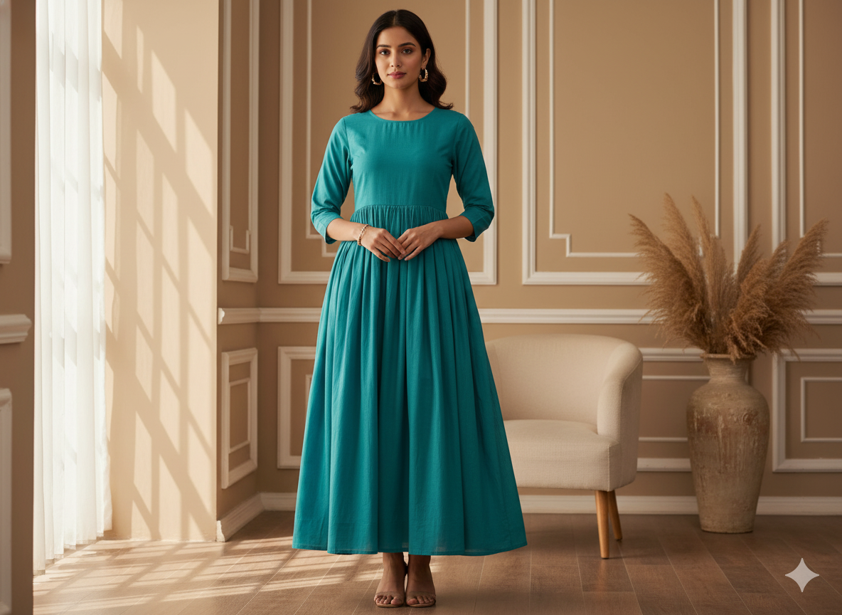 Blue Plain 100% Pure Mul Mul Cotton