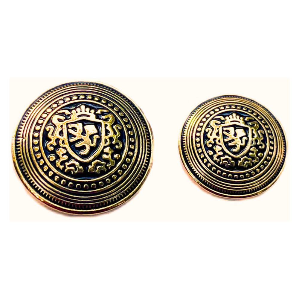 Golden & Black King’s Favourite Royal Crest Lion Shield Eye-Catchy Design Round Shank Metal Button Black and Golden Colour for Coat, Suit, Blazer, Sherwani, Nehru Jacket and for all Types of Clothes