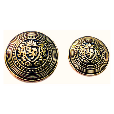 Golden & Black King’s Favourite Royal Crest Lion Shield Eye-Catchy Design Round Shank Metal Button Black and Golden Colour for Coat, Suit, Blazer, Sherwani, Nehru Jacket and for all Types of Clothes