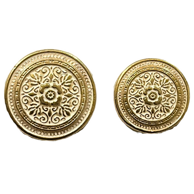 White & Golden Eye Catchy Floral 1 Hole Round Metal Buttons