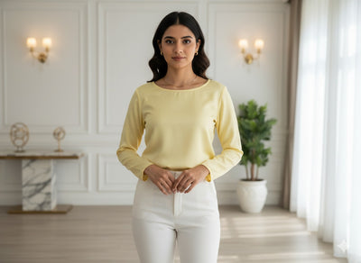 Pastel Lemon Yellow Plain Malai Satin Fabric