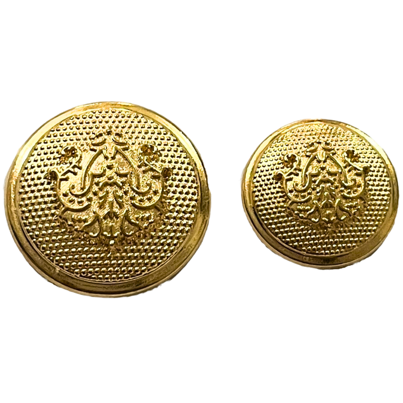 Pure Golden Color King & Queen Singhasan Designer Round 1 Hole Metal Buttons