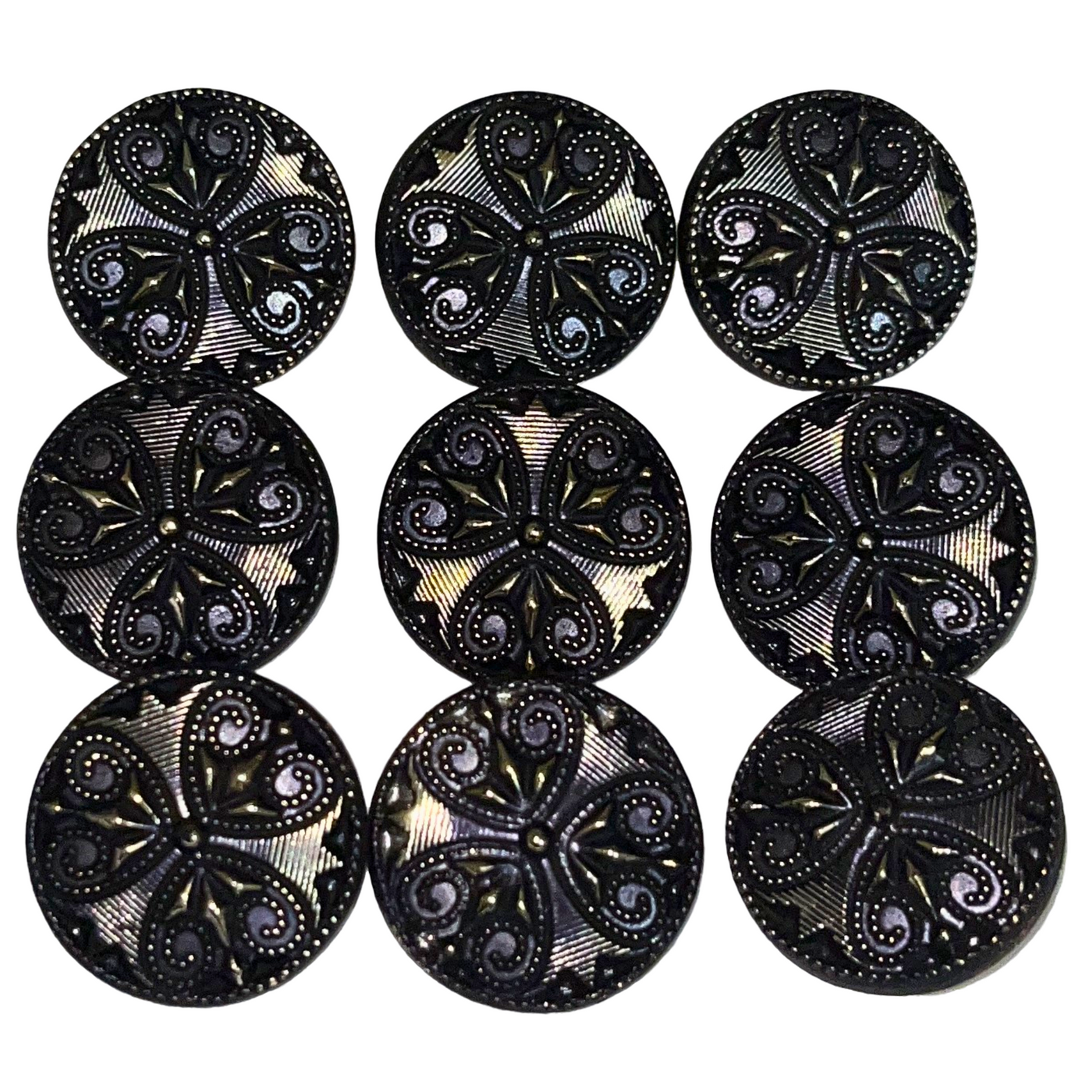 Black Color Ancient Medieval Designer Round 1 Hole Plastic Buttons