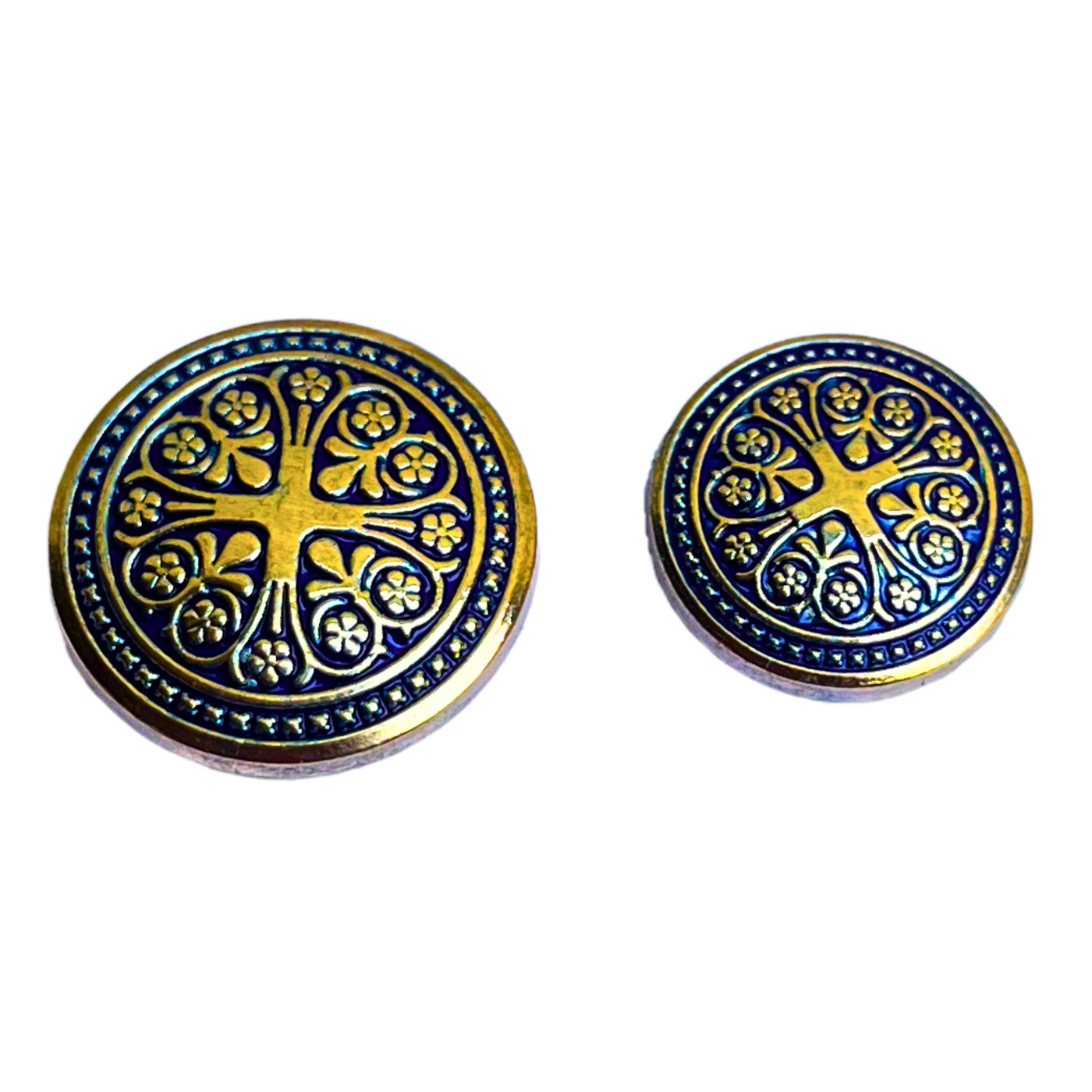 Blue & Golden Color Traditional Designer 1 Hole Metal Buttons