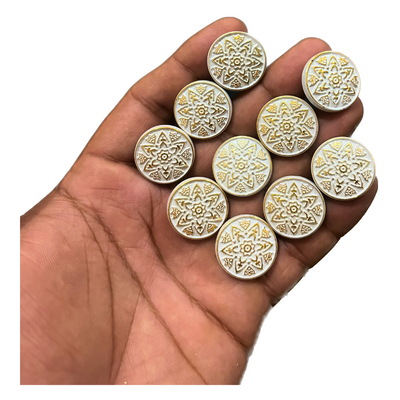 Golden Floral Circular Metal Buttons