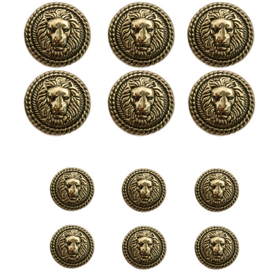 Silver Color Fearless Lion Face Shaped 1 Hole Round Metal Buttons