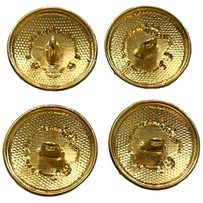 Blue & Golden Color King & Queen Singhasan Designer Round 1 Hole Metal Buttons