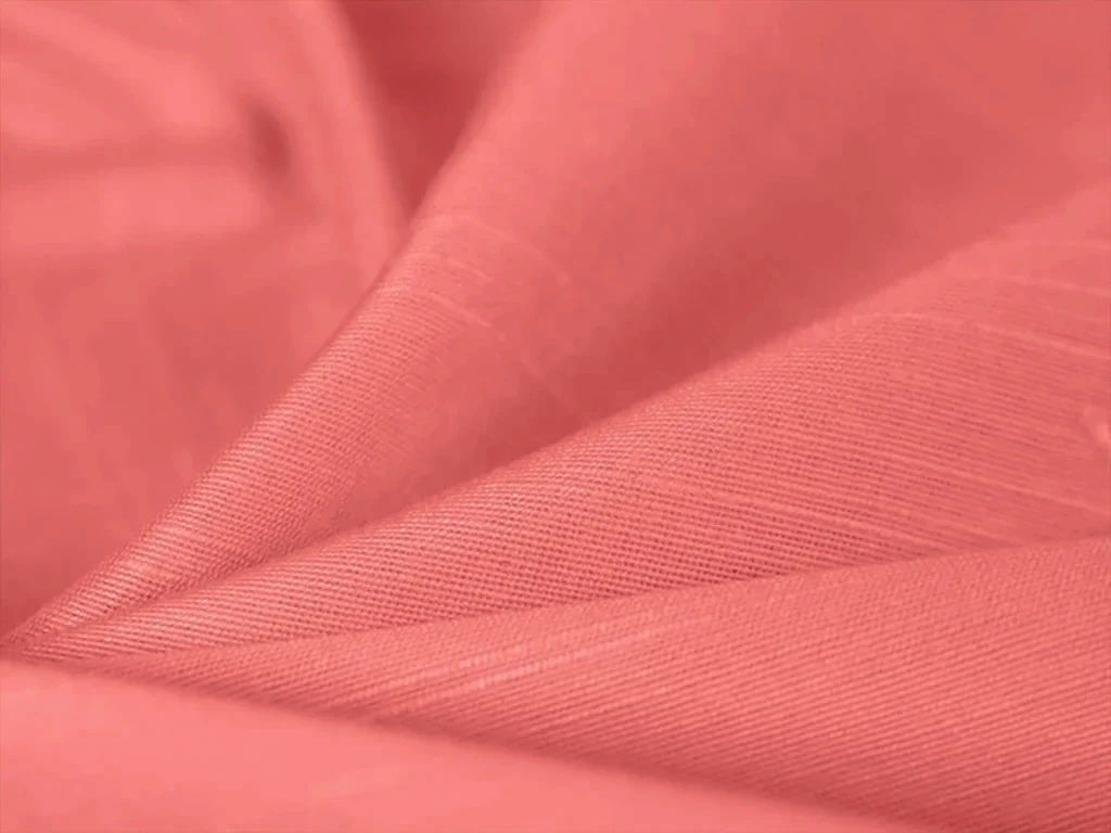 Salmon Red Plain Bangalore Raw Silk Fabric  (Wholesale)