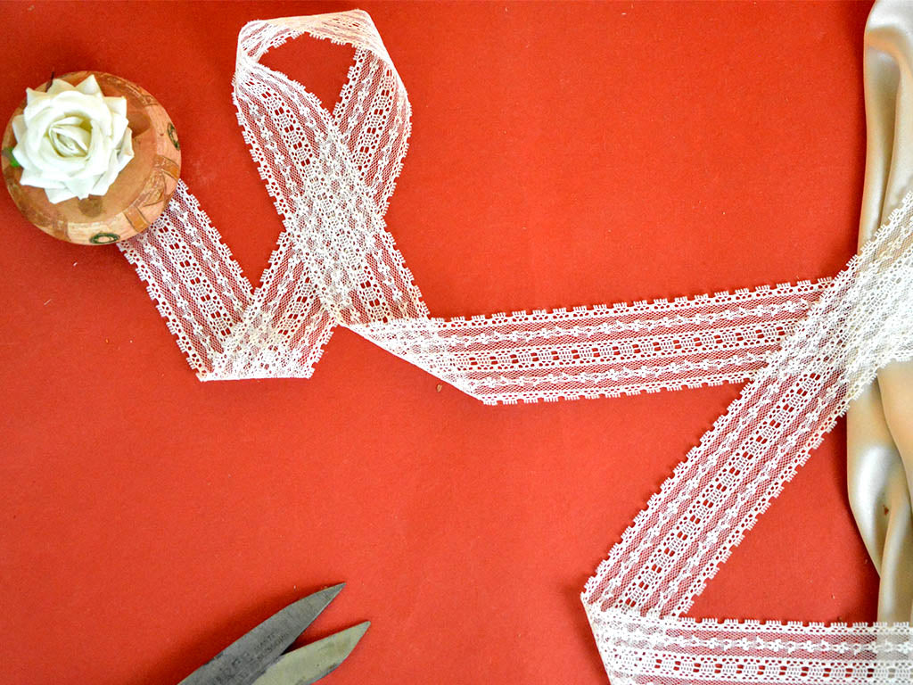 White Dyeable Pattern 89 Cotton Net Lace