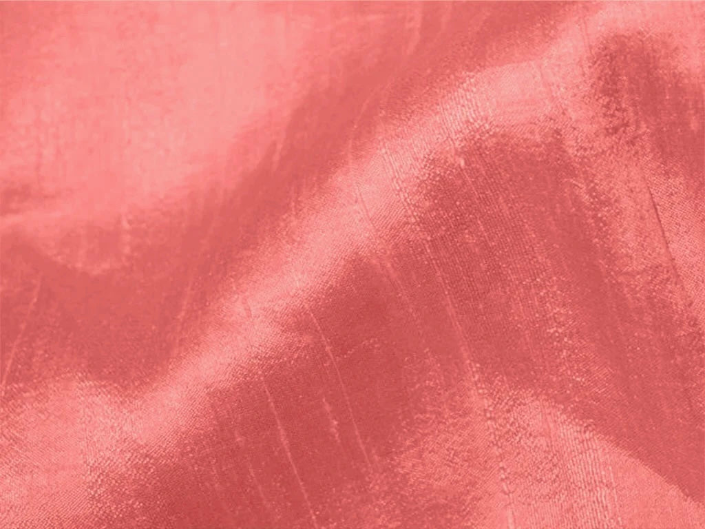 Salmon Red Plain Bangalore Raw Silk Fabric  (Wholesale)