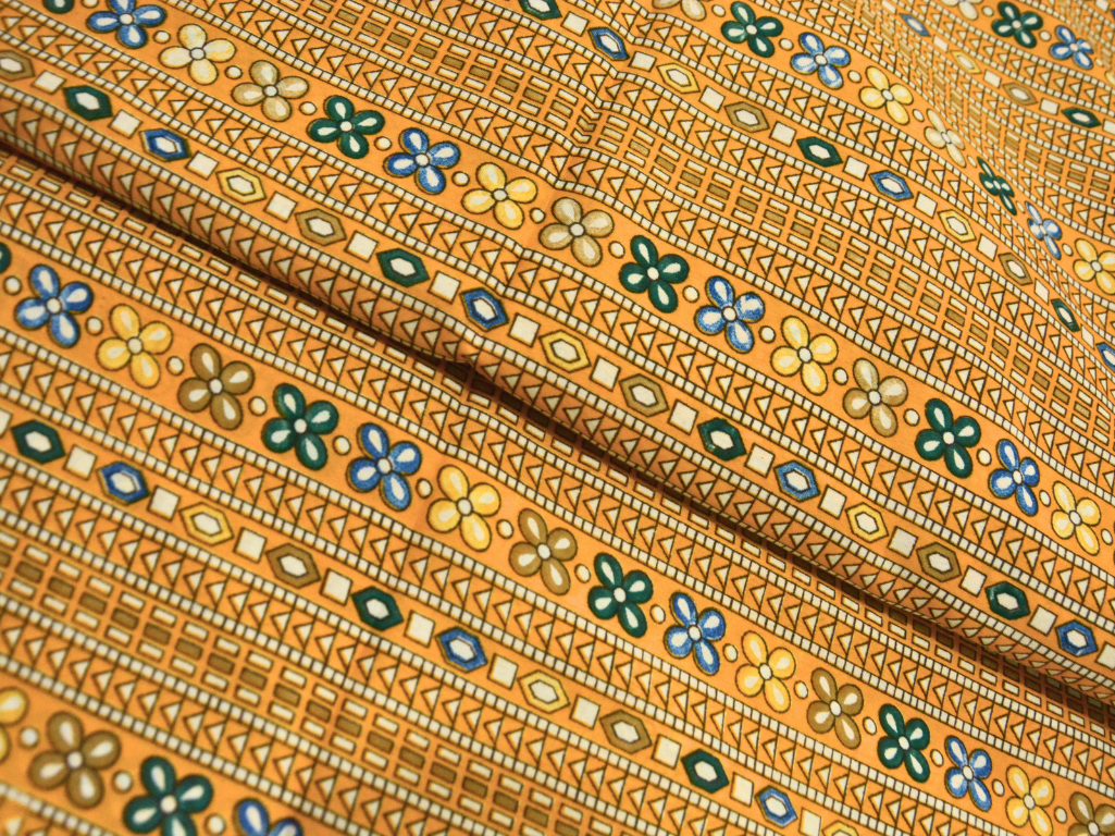 Yellow Traditional Digitally Printed Butter Crepe Fabric