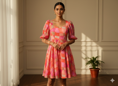 बहुरंगी ज्यामितीय शुद्ध मुल मुल कॉटन कपड़े