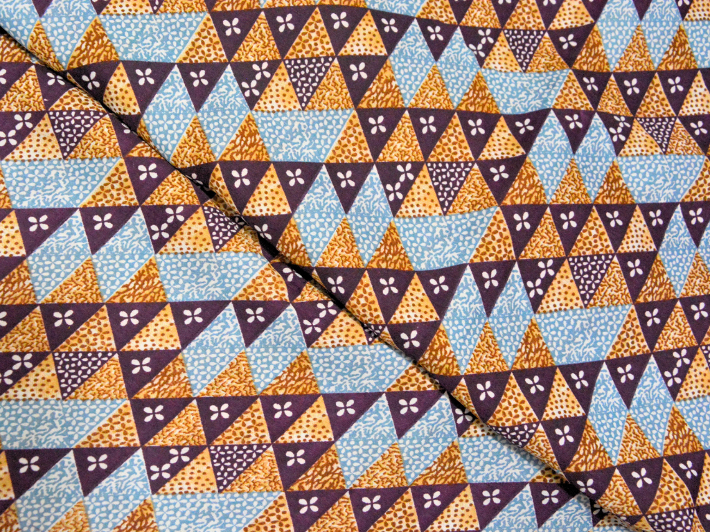 Dark Purple Tringular Digitally Printed Butter Crepe Fabric