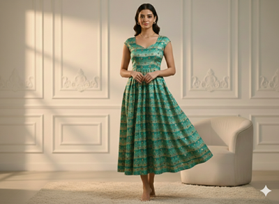 टील नीला ज्यामितीय मुद्रित जैक्वार्ड कपड़ा