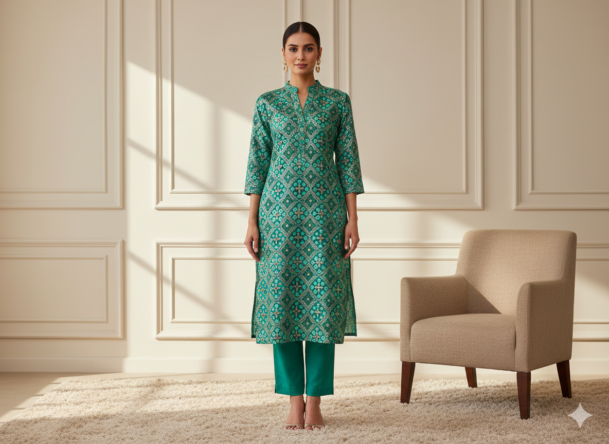 टील नीला ज्यामितीय मुद्रित जैक्वार्ड कपड़ा