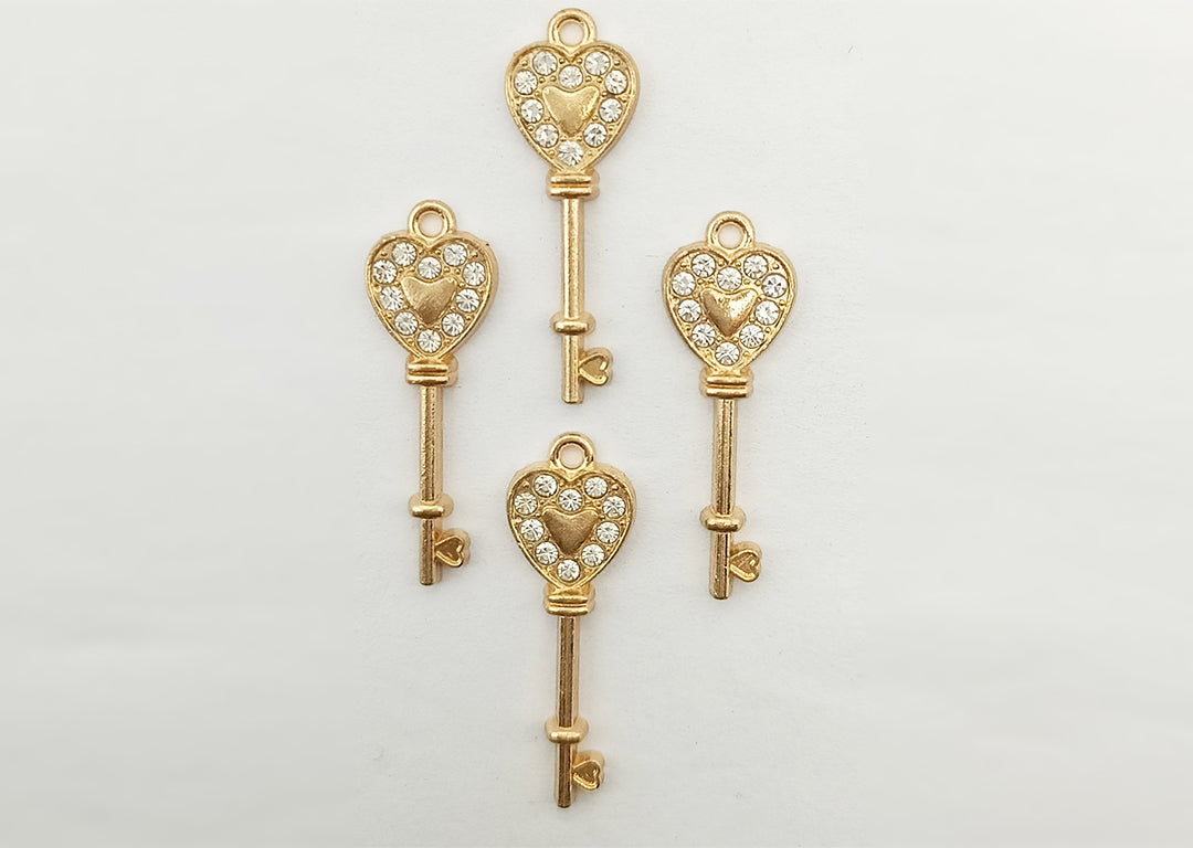 Golden Key Enamel Charms