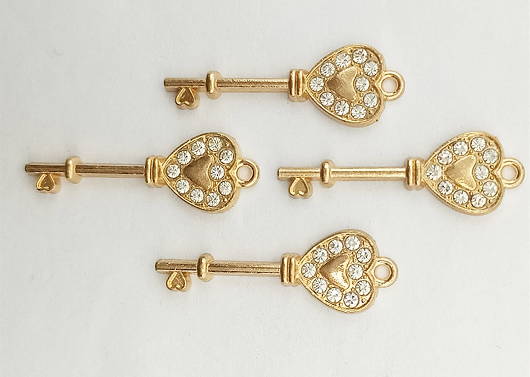 Golden Key Enamel Charms