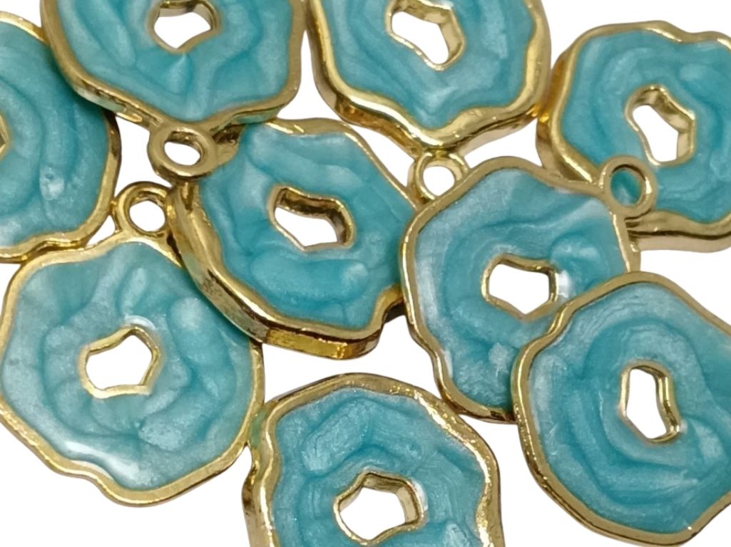 Teal Blue Donut Shaped Enamel Charms