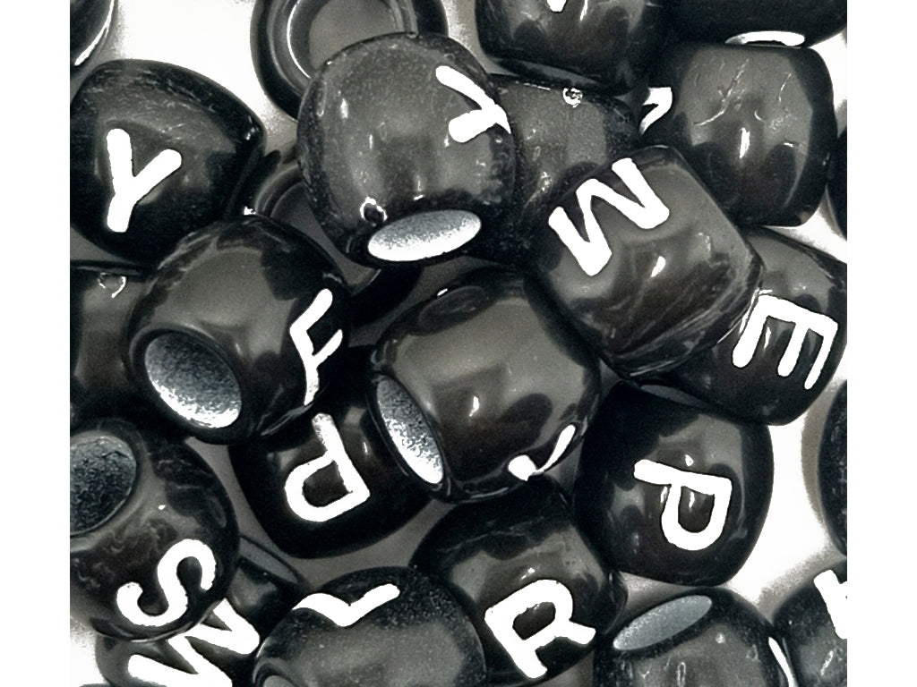 Black Alphabet Acrylic Beads