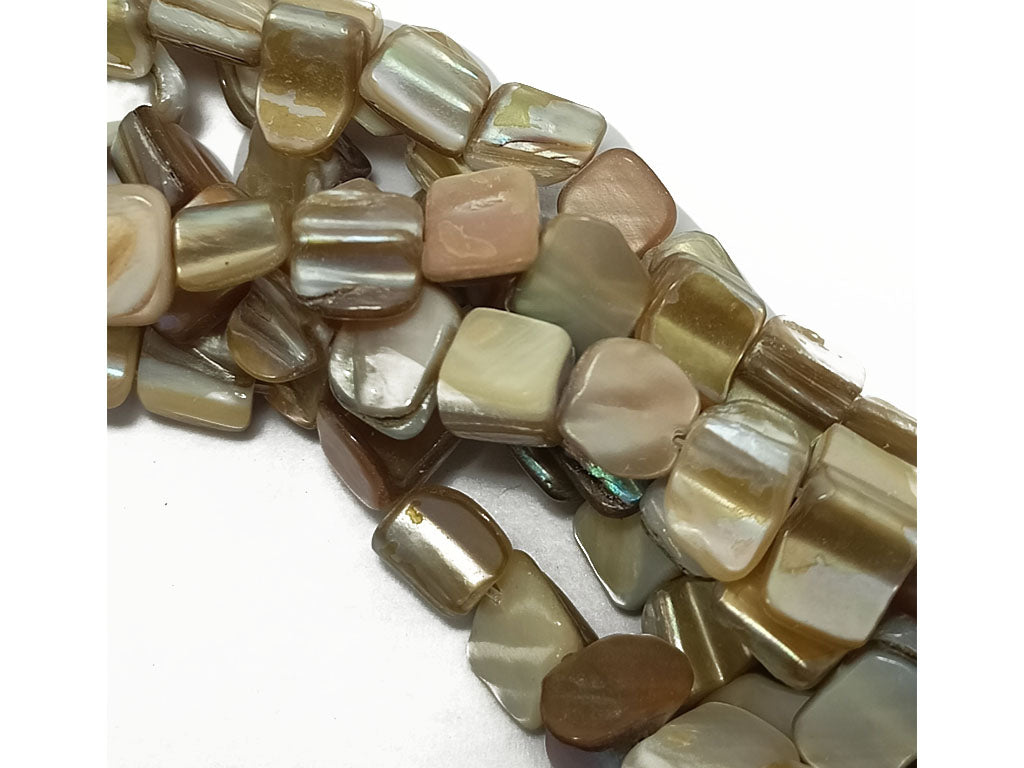 Brown Rectangular Uneven Shell Beads