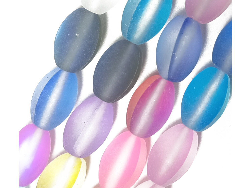 Multicolor Oval Natural Aura Glass Beads