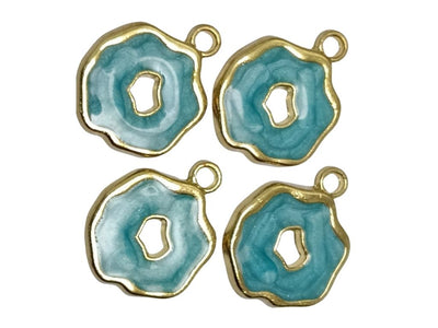 Teal Blue Donut Shaped Enamel Charms