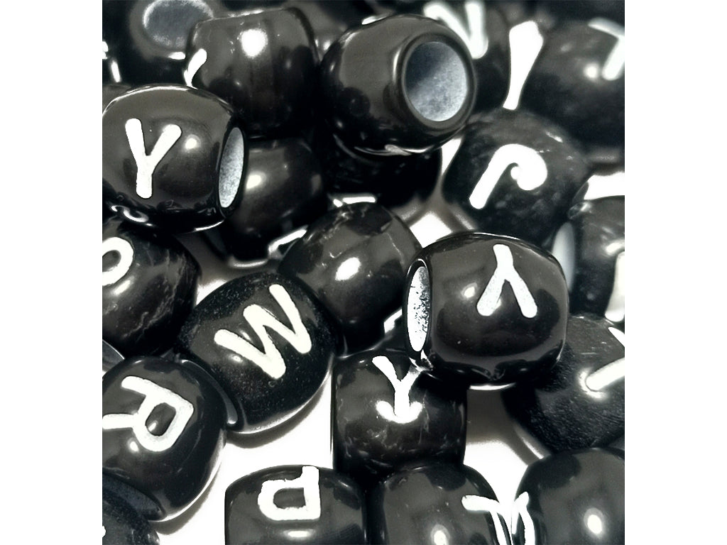 Black Alphabet Acrylic Beads