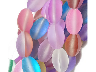 Multicolor Oval Natural Aura Glass Beads