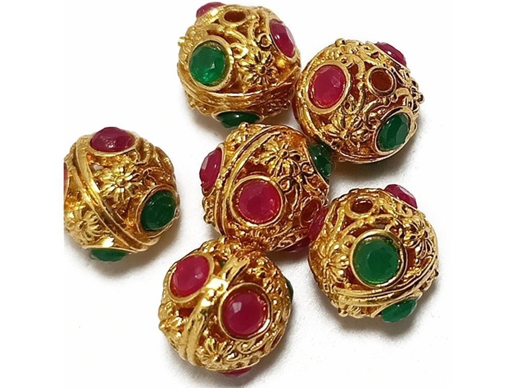 Multicolor Spherical Brass Metal Beads