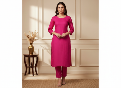 चमकीला गुलाबी सादा ग्लेज्ड कॉटन कपड़ा (थोक)