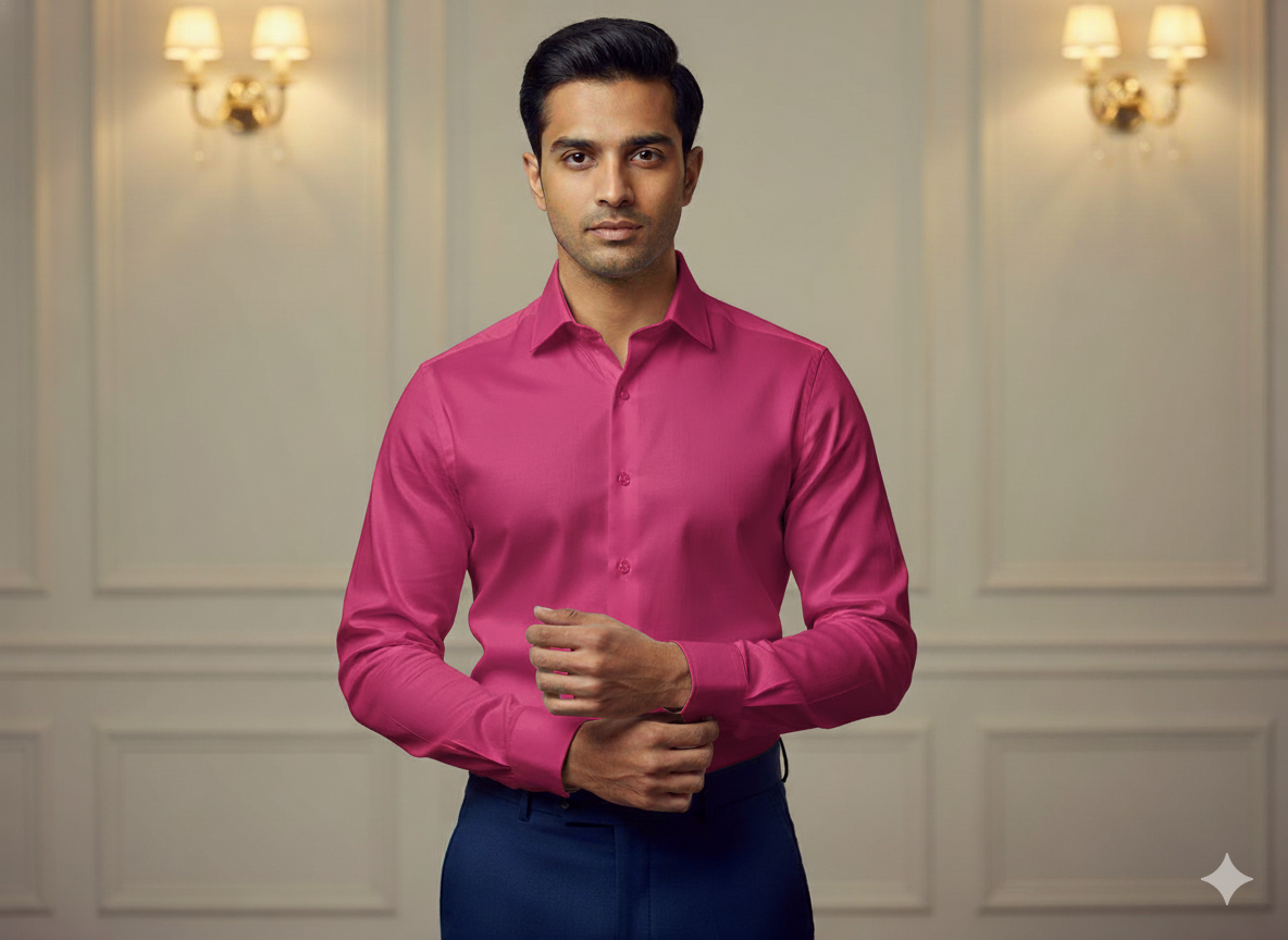 चमकीला गुलाबी सादा ग्लेज्ड कॉटन कपड़ा (थोक)