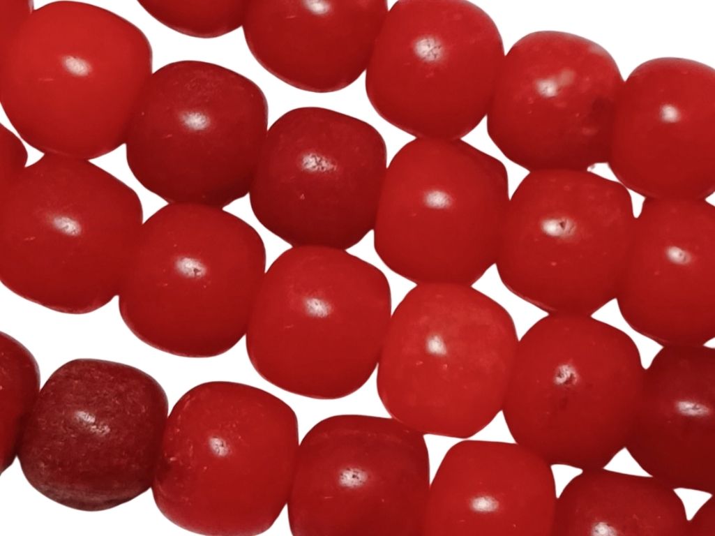 Cherry Red Circular Natural Stone Beads