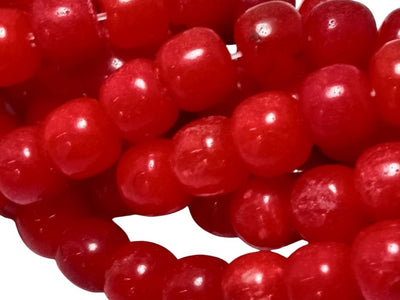 Cherry Red Circular Natural Stone Beads