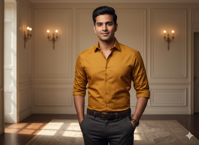 शहद जैसा पीला सादा चमकीला सूती कपड़ा