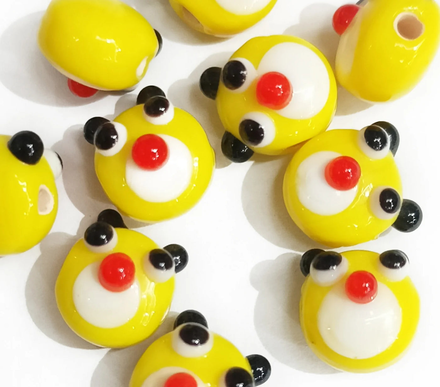 Yellow & White Bird Shape Glass Charms