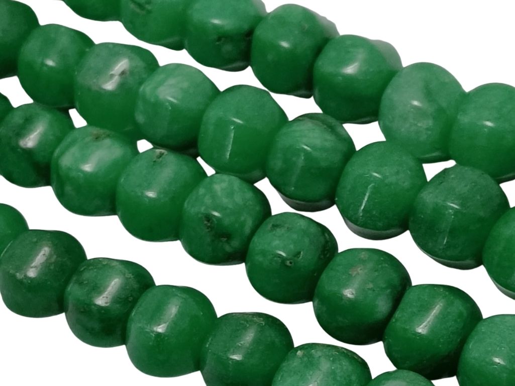 Dark Green Hexa Shaped Natural Stone Beads
