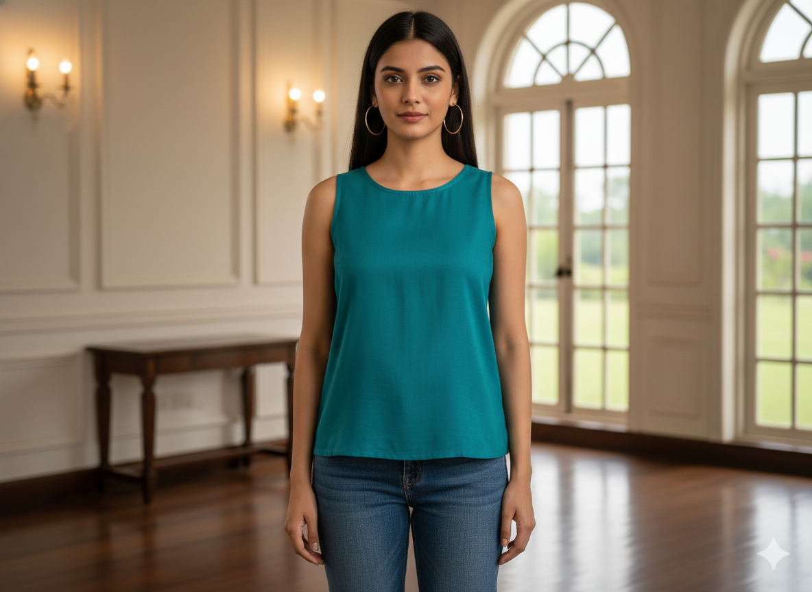 डस्टी टील प्लेन ग्लेज्ड कॉटन फ़ैब्रिक (थोक)