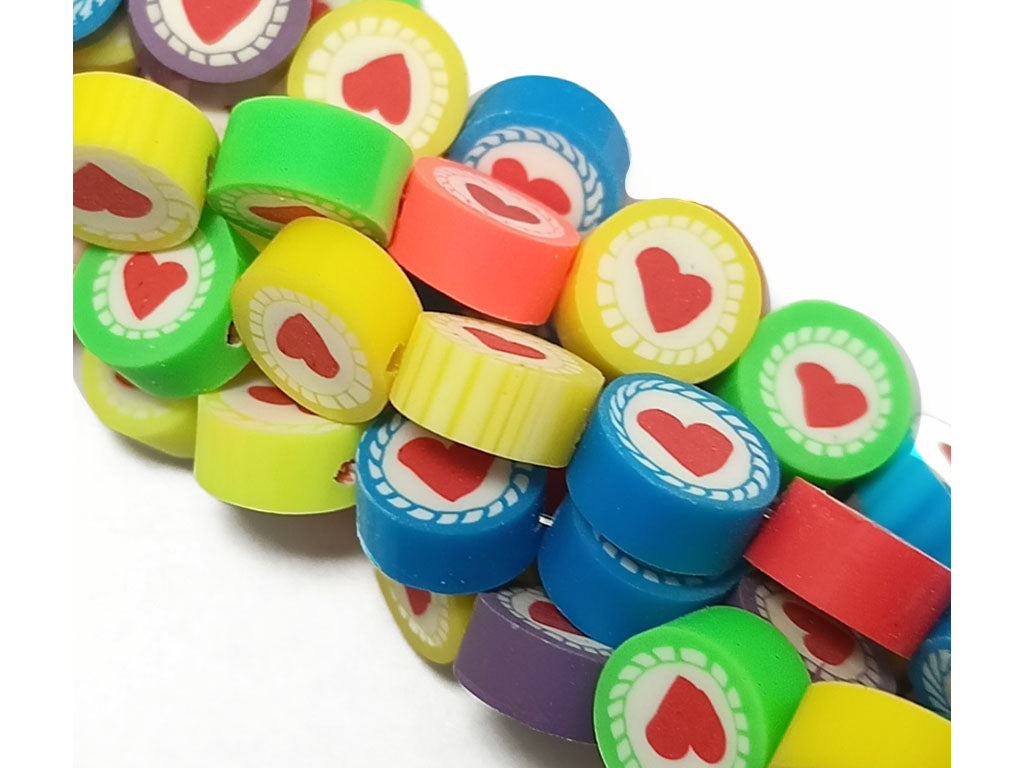 Multicolor Circular Designer Rubber Fimo Beads