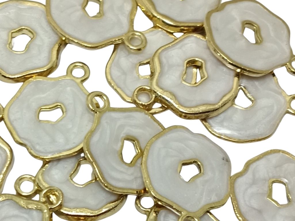 White Donut Shaped Enamel Charms