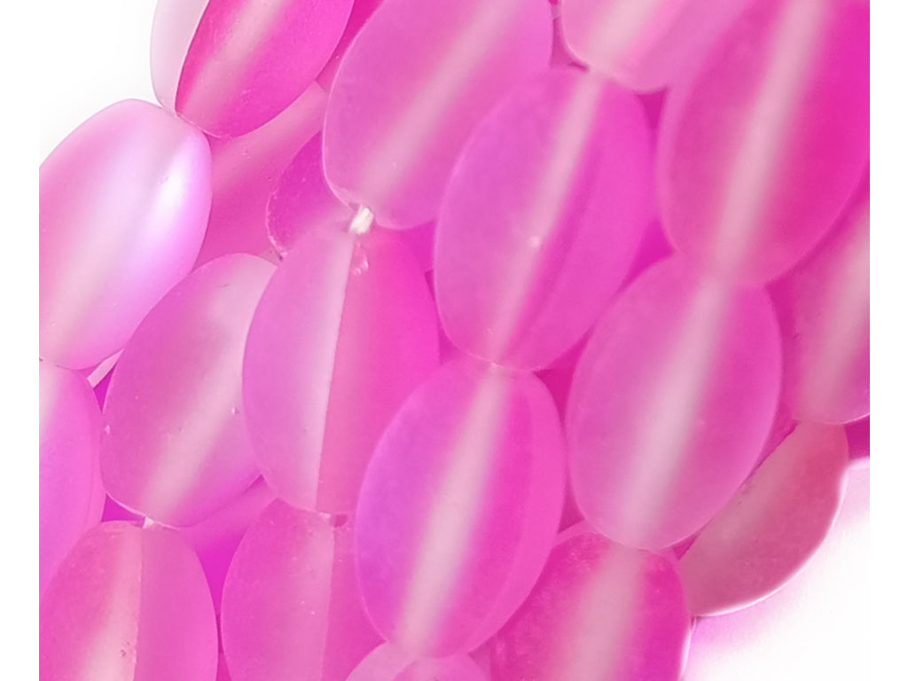 Magenta Oval Natural Aura Glass Beads