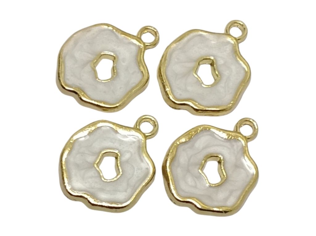 White Donut Shaped Enamel Charms
