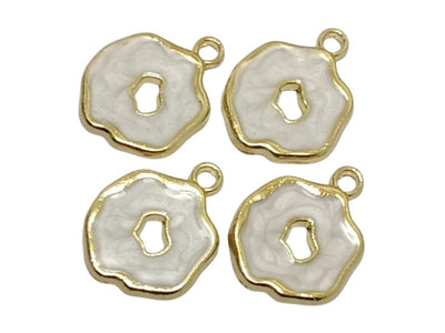 White Donut Shaped Enamel Charms