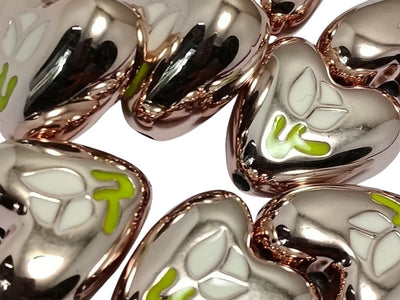 Steal Pink Rainbow Glossy Designer Heart Shaped Acrylic Beads
