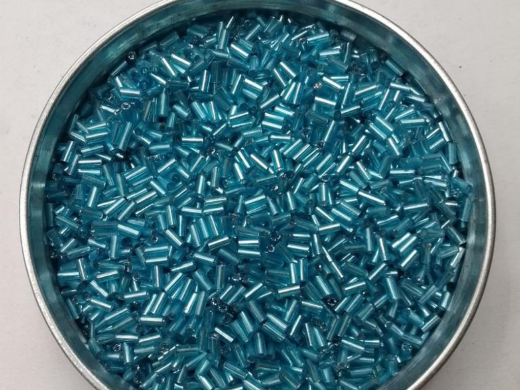 Bright Blue Pipe Glass Seed Beads- 4.5 mm