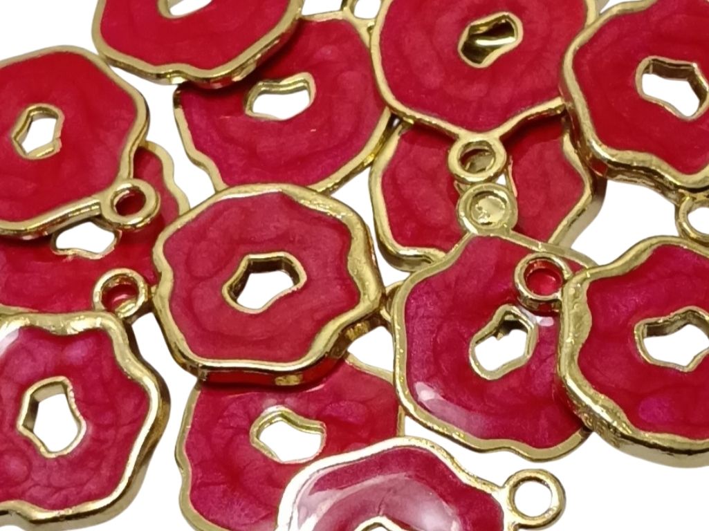 Red Donut Shaped Enamel Charms