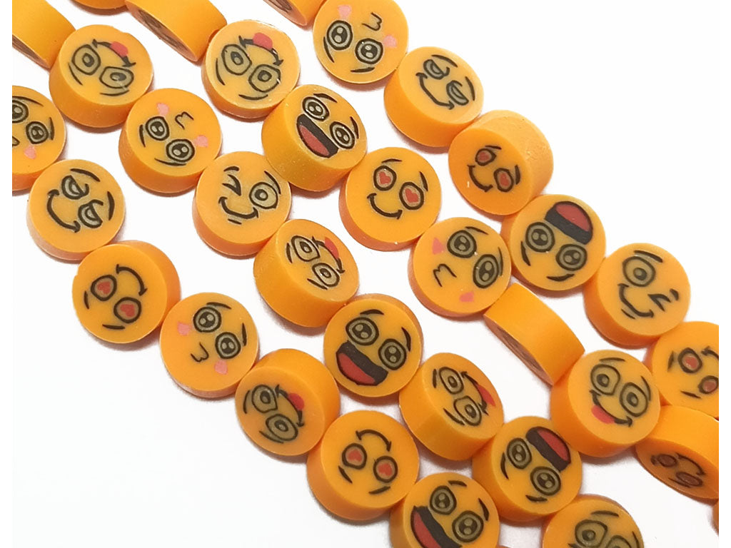 Mustard Circular Designer Rubber Fimo Beads