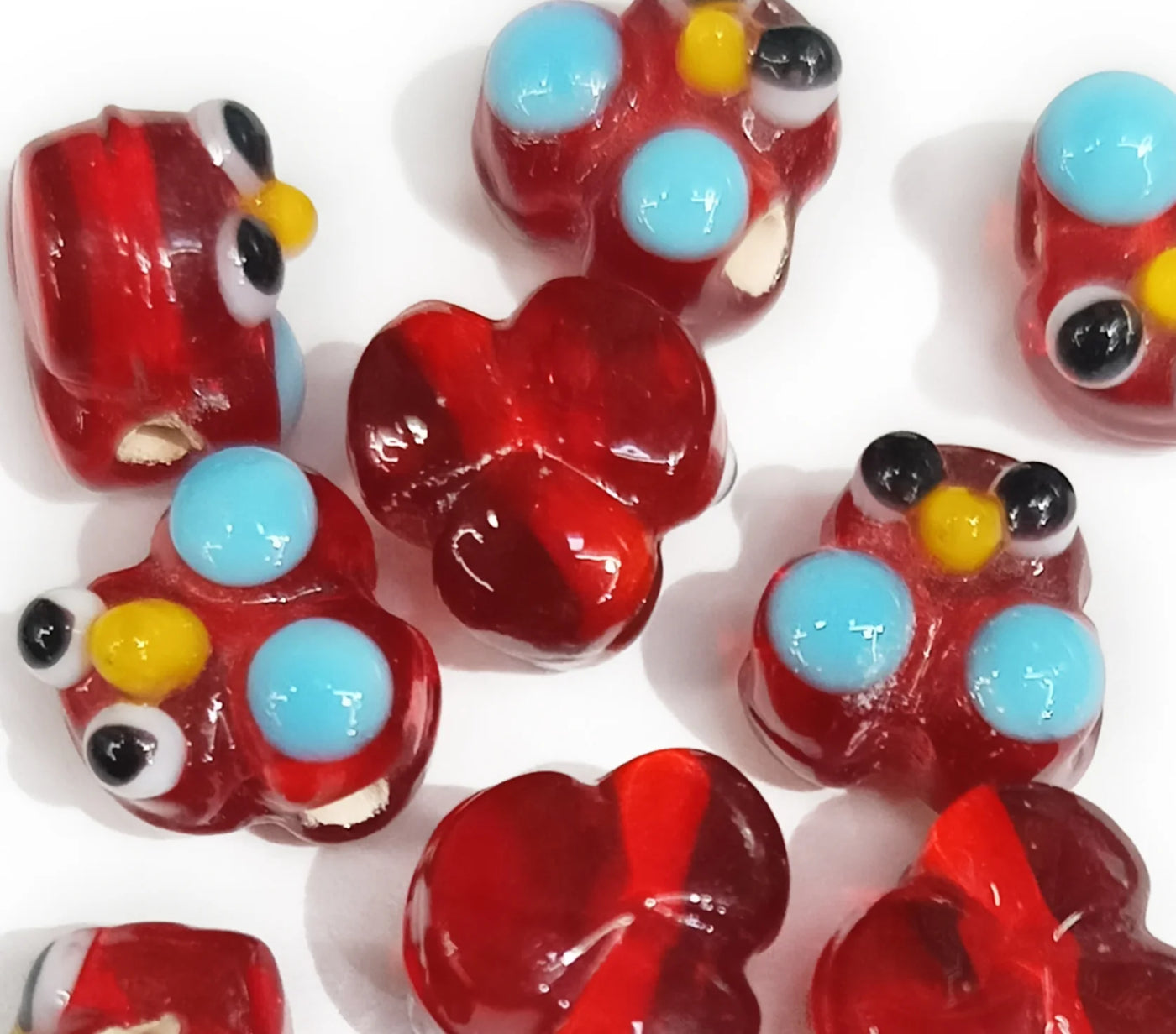 Dark Red Bird Shape Glass Charms