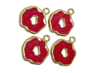 Red Donut Shaped Enamel Charms